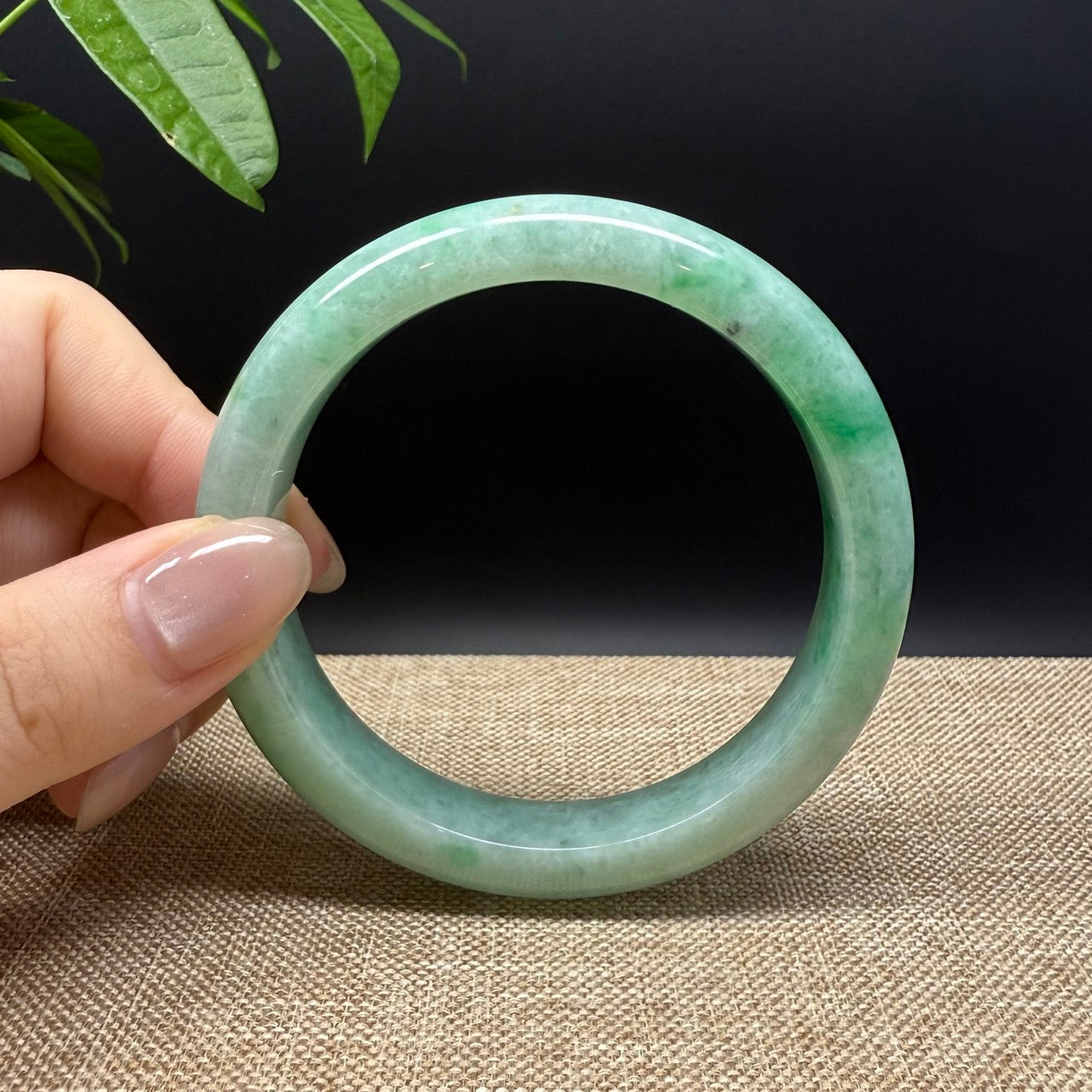 High Genuine Burmese Green Jade Jadeite Bangle Bracelet ( 60.5mm )