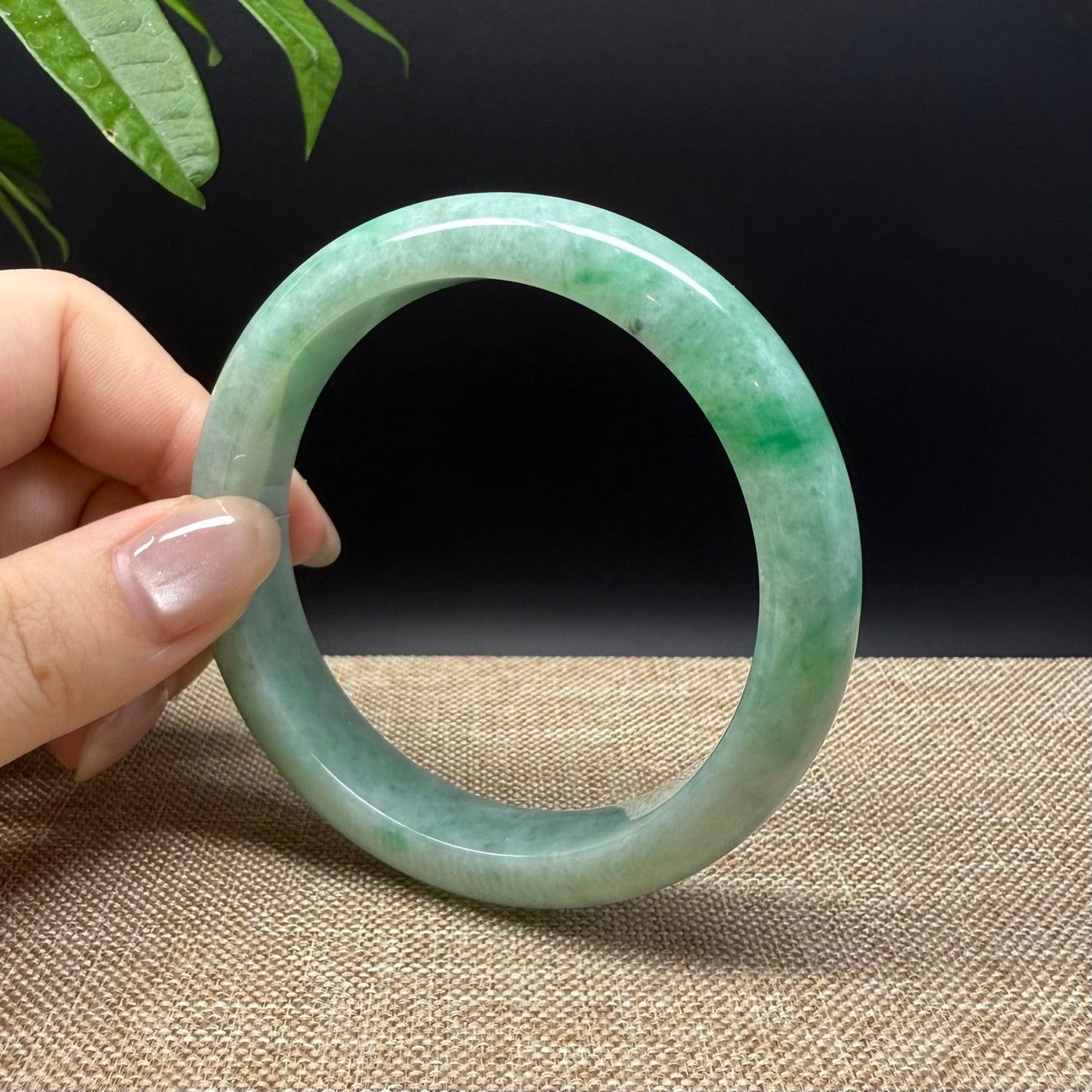 High Genuine Burmese Green Jade Jadeite Bangle Bracelet ( 60.5mm )