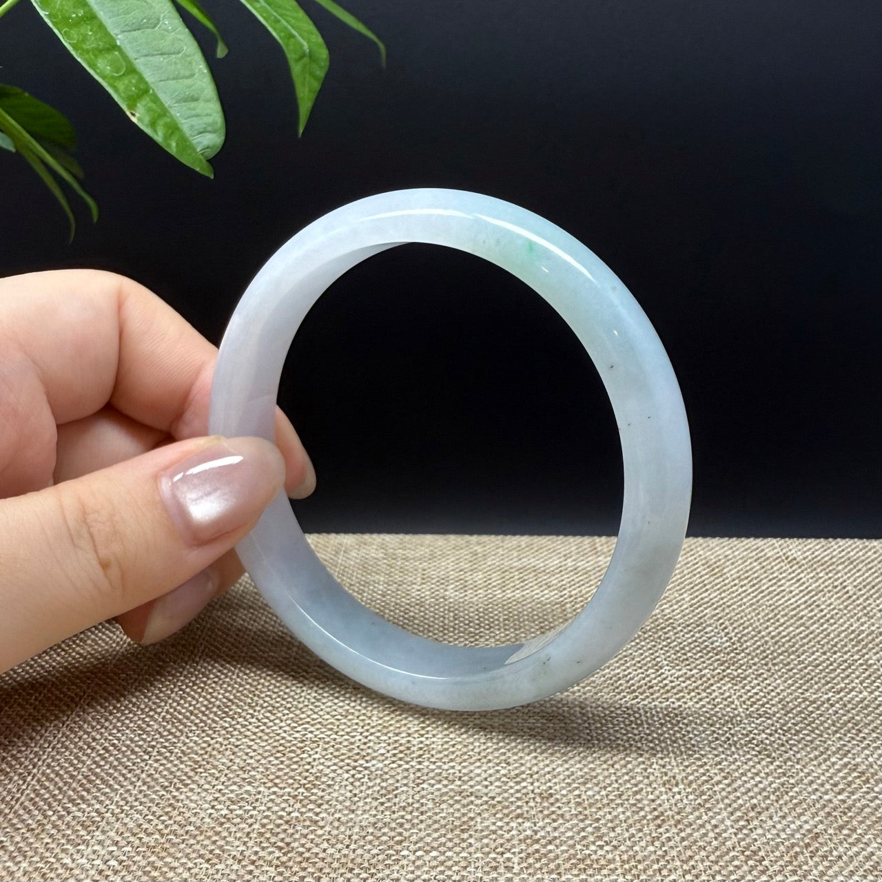 Genuine Burmese Lavender Green  Jade Jadeite Bangle Bracelet ( 60.6mm )