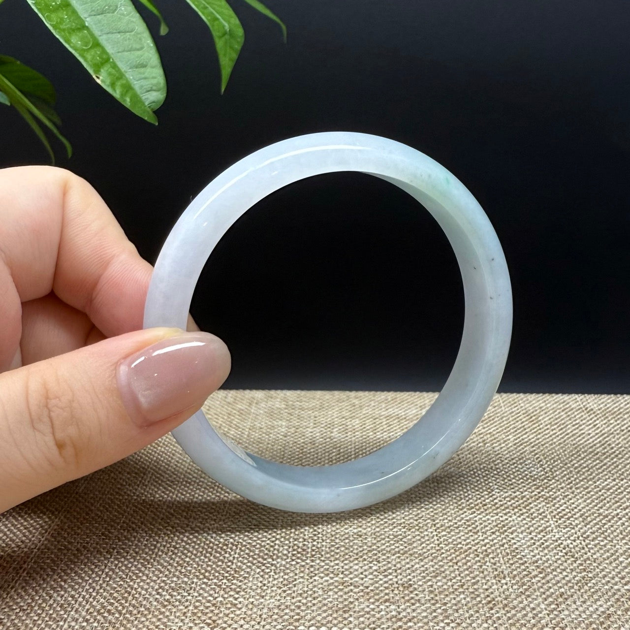 Genuine Burmese Lavender Green  Jade Jadeite Bangle Bracelet ( 60.6mm )