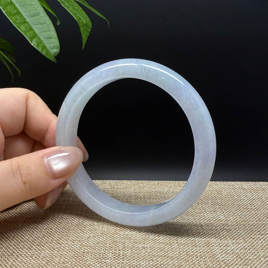 Genuine Burmese Icy Lavender Green  Jade Jadeite Bangle Bracelet ( 60.8mm )