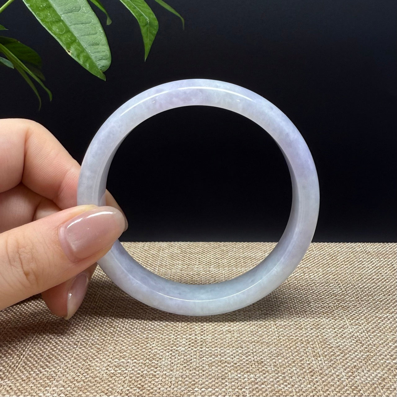 Genuine Burmese Lavender Green  Jade Jadeite Bangle Bracelet ( 60.4mm )