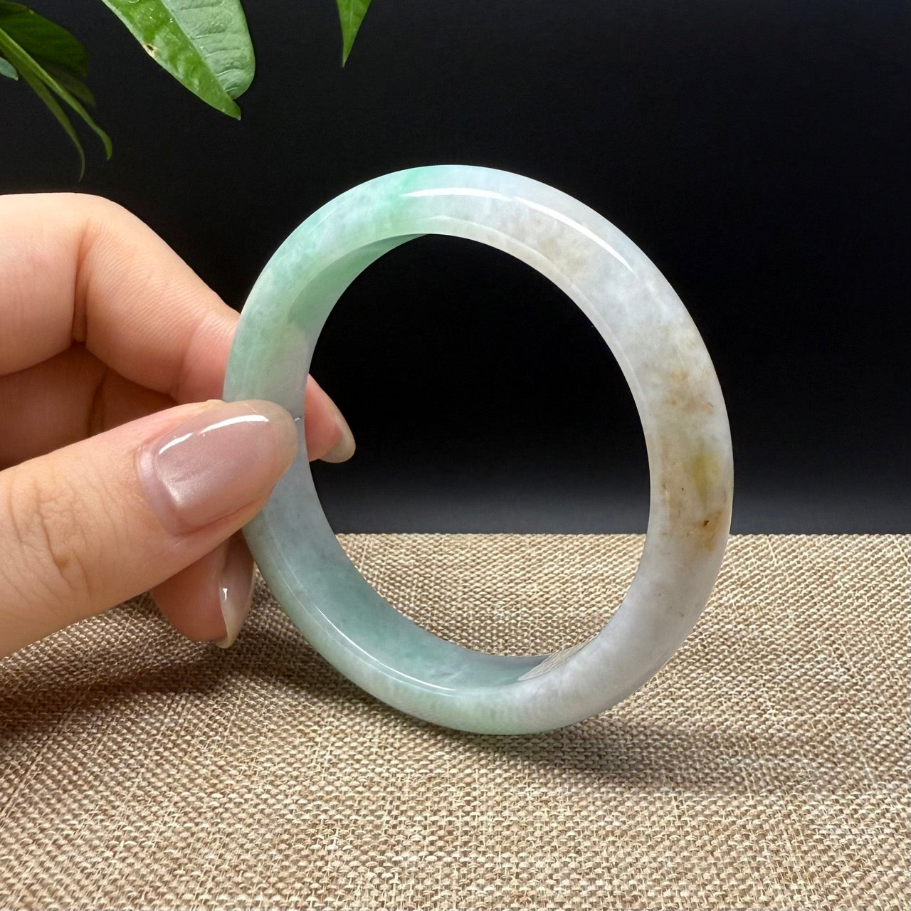 Genuine Burmese Yellow Green Jade Jadeite Bangle Bracelet ( 52.8mm )