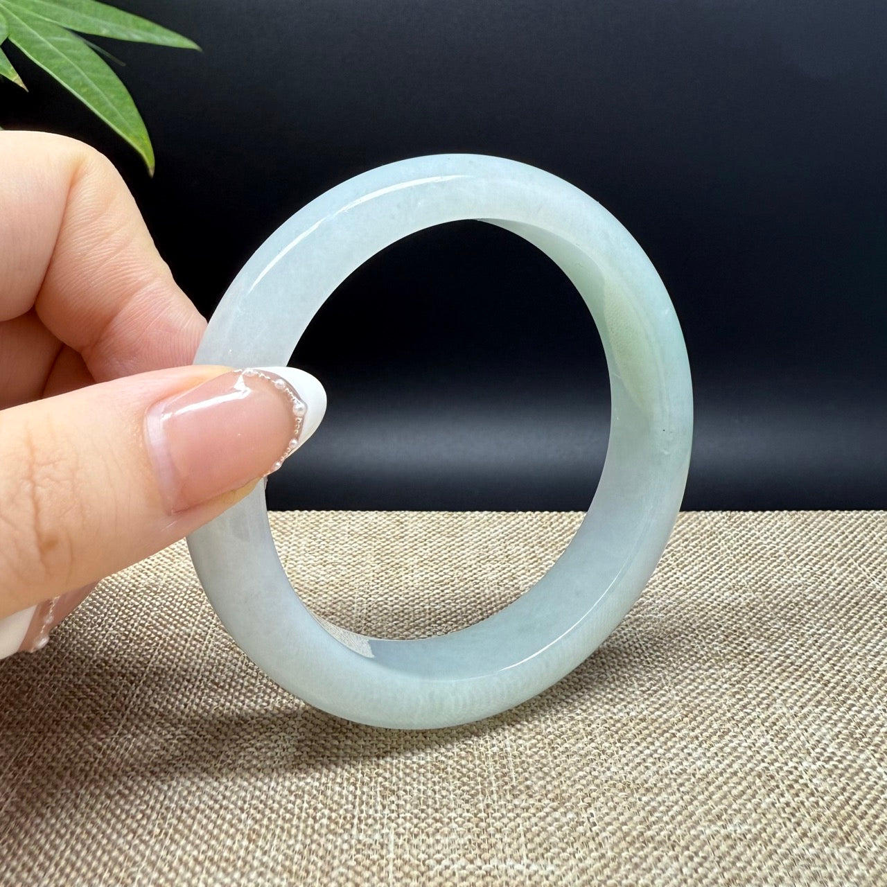 Genuine Burmese Lavender Green Jade Jadeite Bangle Bracelet ( 58.7mm )