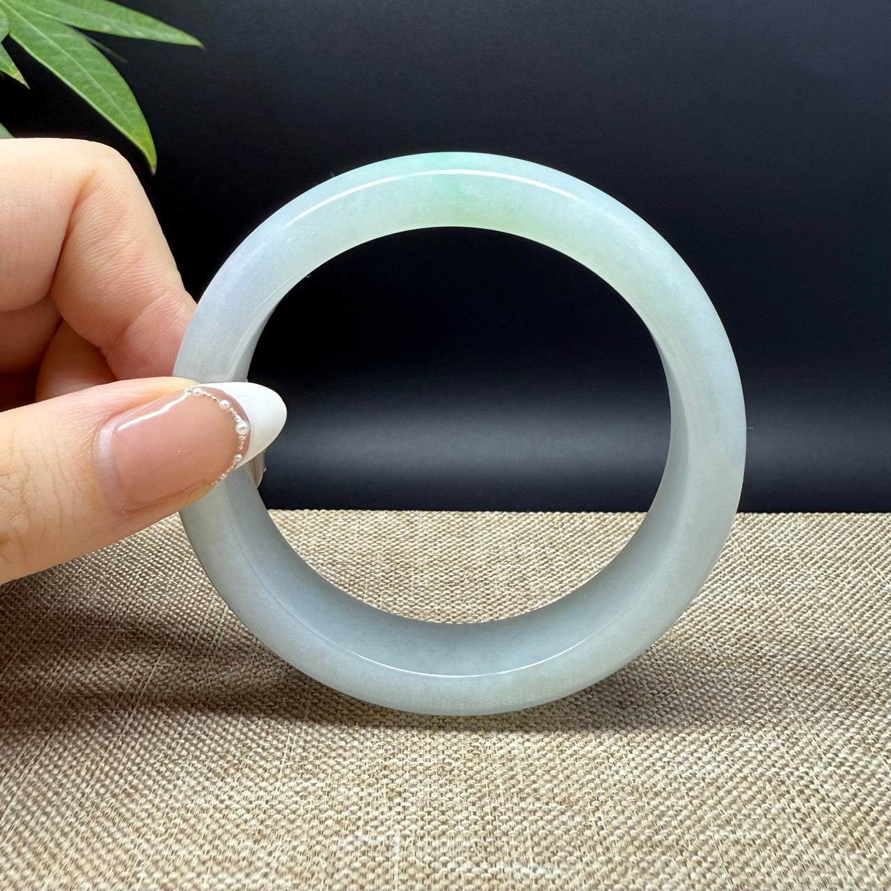 Genuine Burmese Lavender Green Jade Jadeite Bangle Bracelet ( 58.7mm )