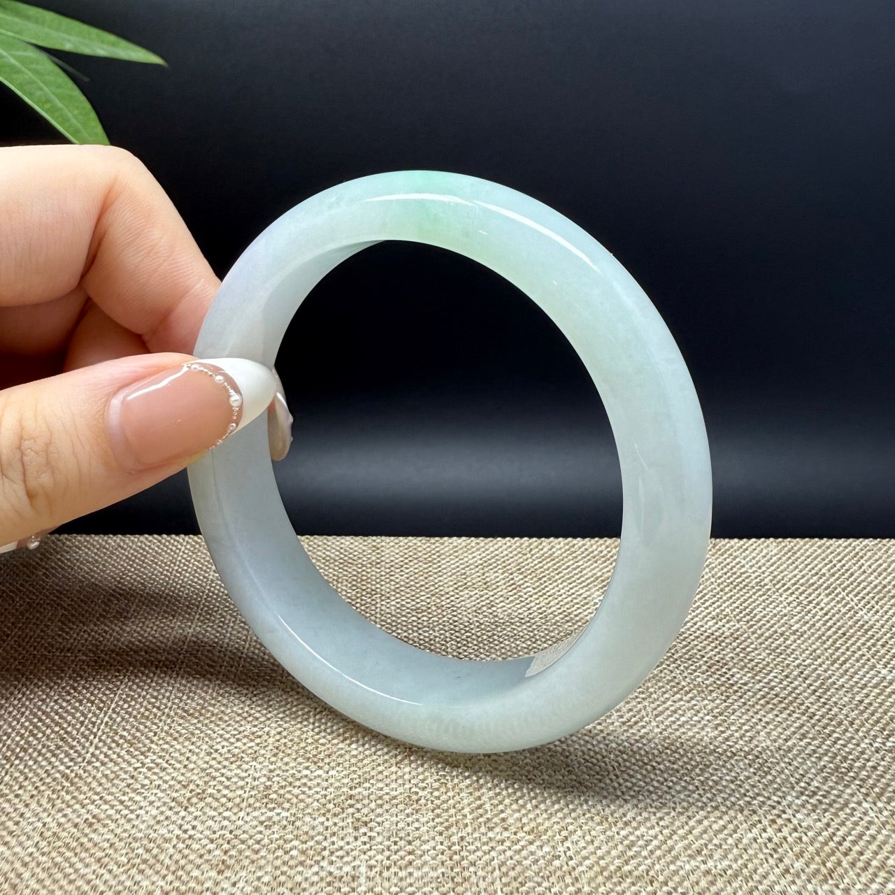 Genuine Burmese Lavender Green Jade Jadeite Bangle Bracelet ( 58.7mm )