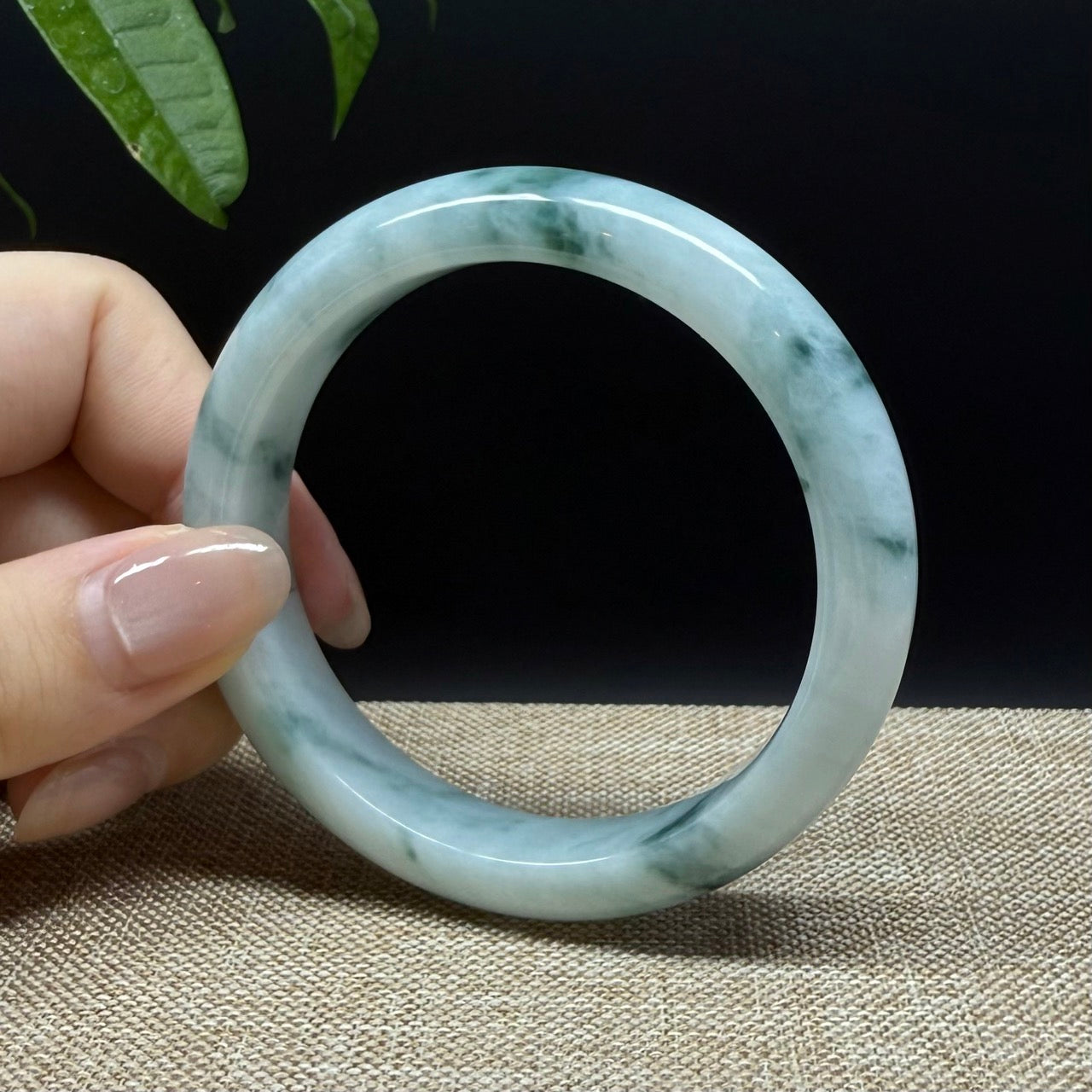 Genuine Burmese Blue Green Jade Jadeite Bangle Bracelet ( 56.6mm )