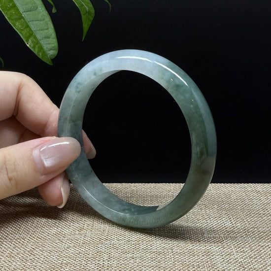 Genuine Burmese Oil Green Jade Jadeite Bangle Bracelet ( 56.7mm )