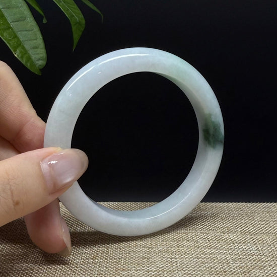 Genuine Burmese White Green Jade Jadeite Bangle Bracelet ( 56.7mm )