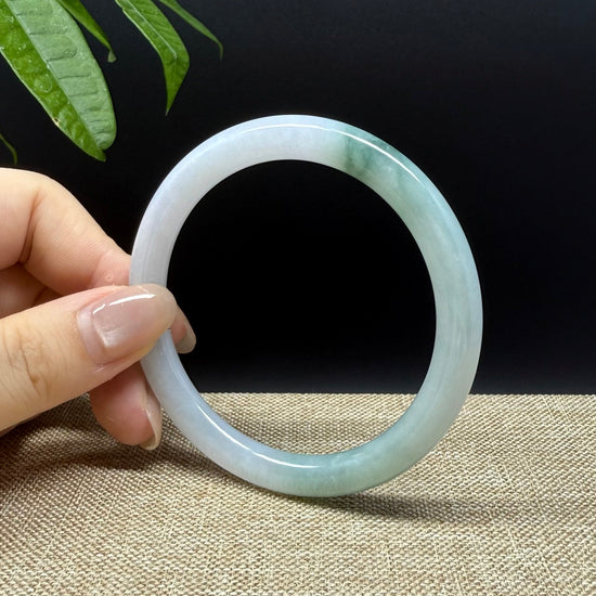 Genuine Burmese Lavender Green Jade Jadeite Bangle Bracelet ( 57.9mm )