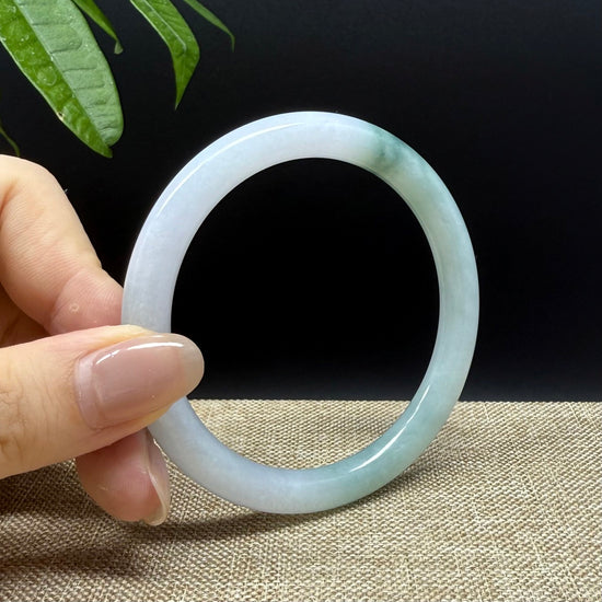 Genuine Burmese Lavender Green Jade Jadeite Bangle Bracelet ( 57.9mm )