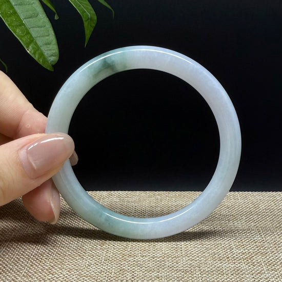 Genuine Burmese Lavender Green Jade Jadeite Bangle Bracelet ( 57.9mm )