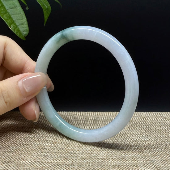 Genuine Burmese Lavender Green Jade Jadeite Bangle Bracelet ( 57.9mm )