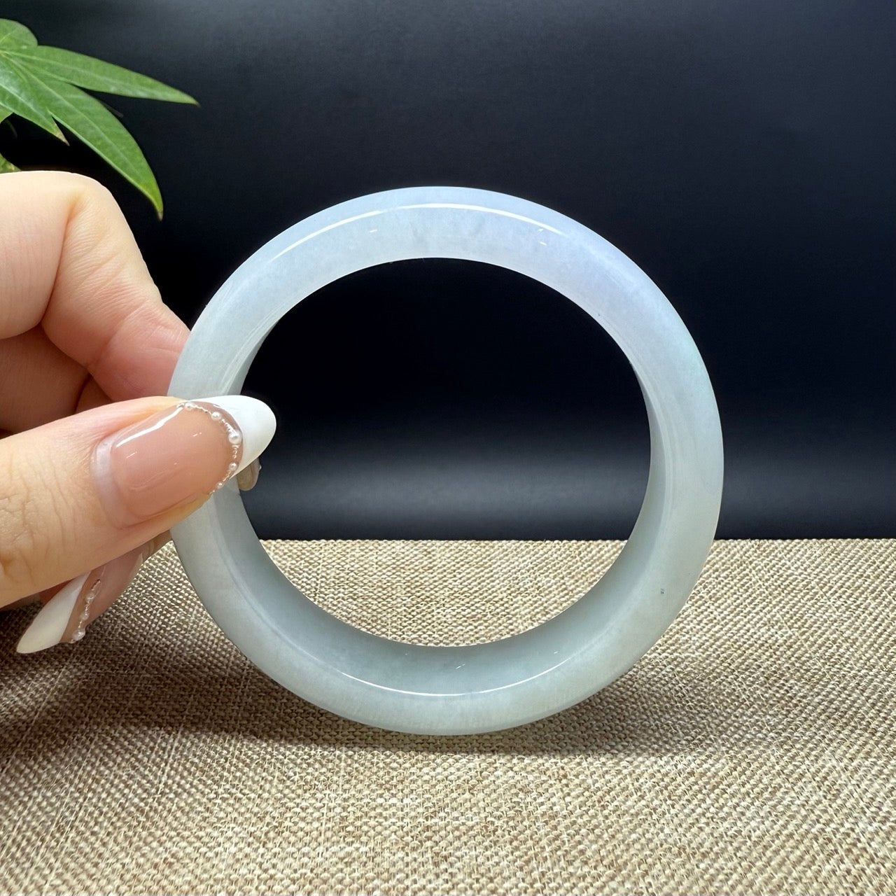 Genuine Burmese Lavender Green Jade Jadeite Bangle Bracelet ( 59.4mm )