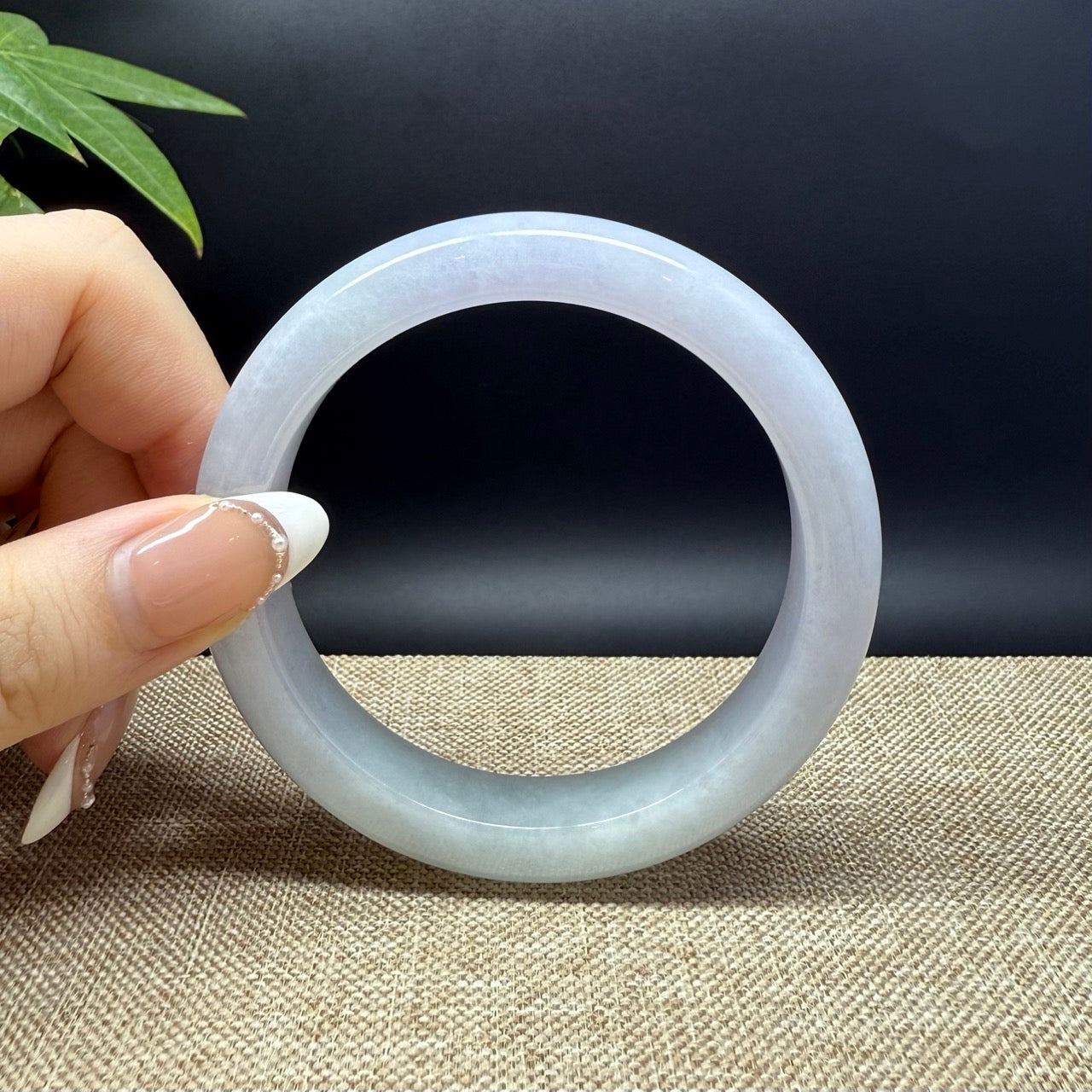 Genuine Burmese Lavender Green Jade Jadeite Bangle Bracelet ( 59.1mm )