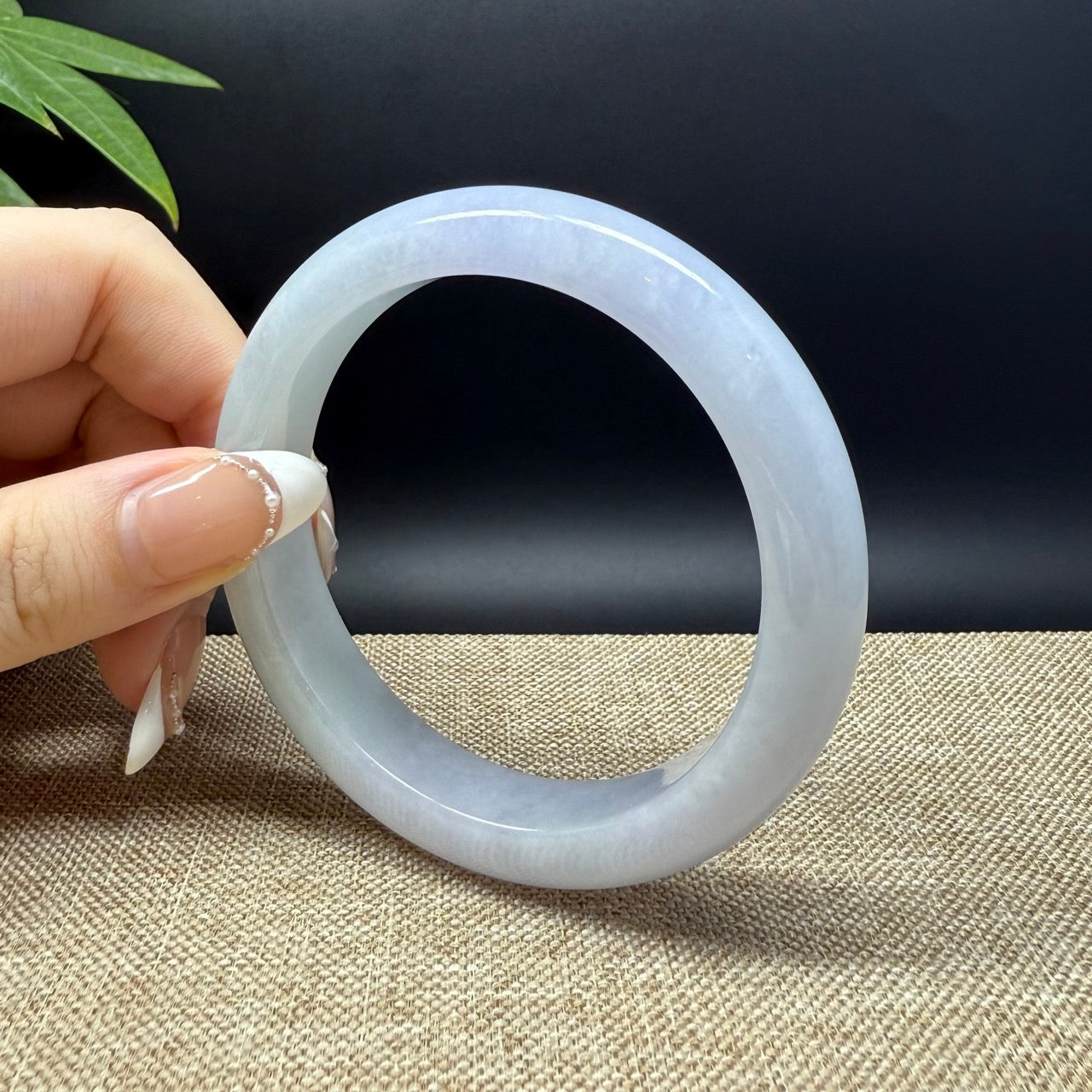 Genuine Burmese Lavender Green Jade Jadeite Bangle Bracelet ( 59.3mm )