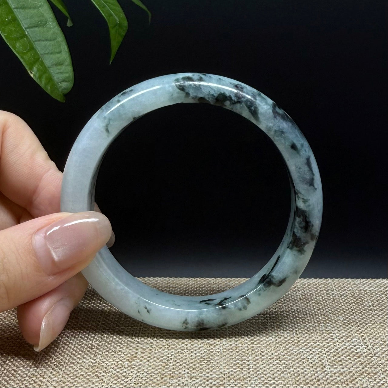 Genuine Burmese Blue Green Jade Jadeite Bangle Bracelet ( 55.4mm )