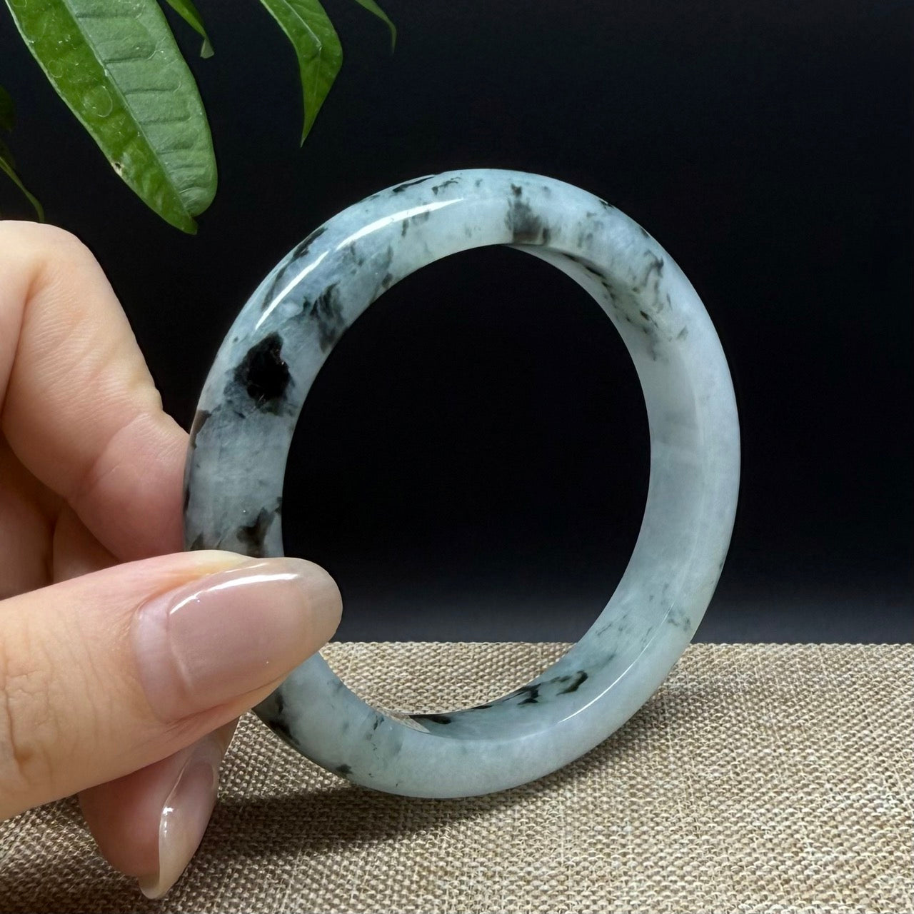 Genuine Burmese Blue Green Jade Jadeite Bangle Bracelet ( 55.4mm )