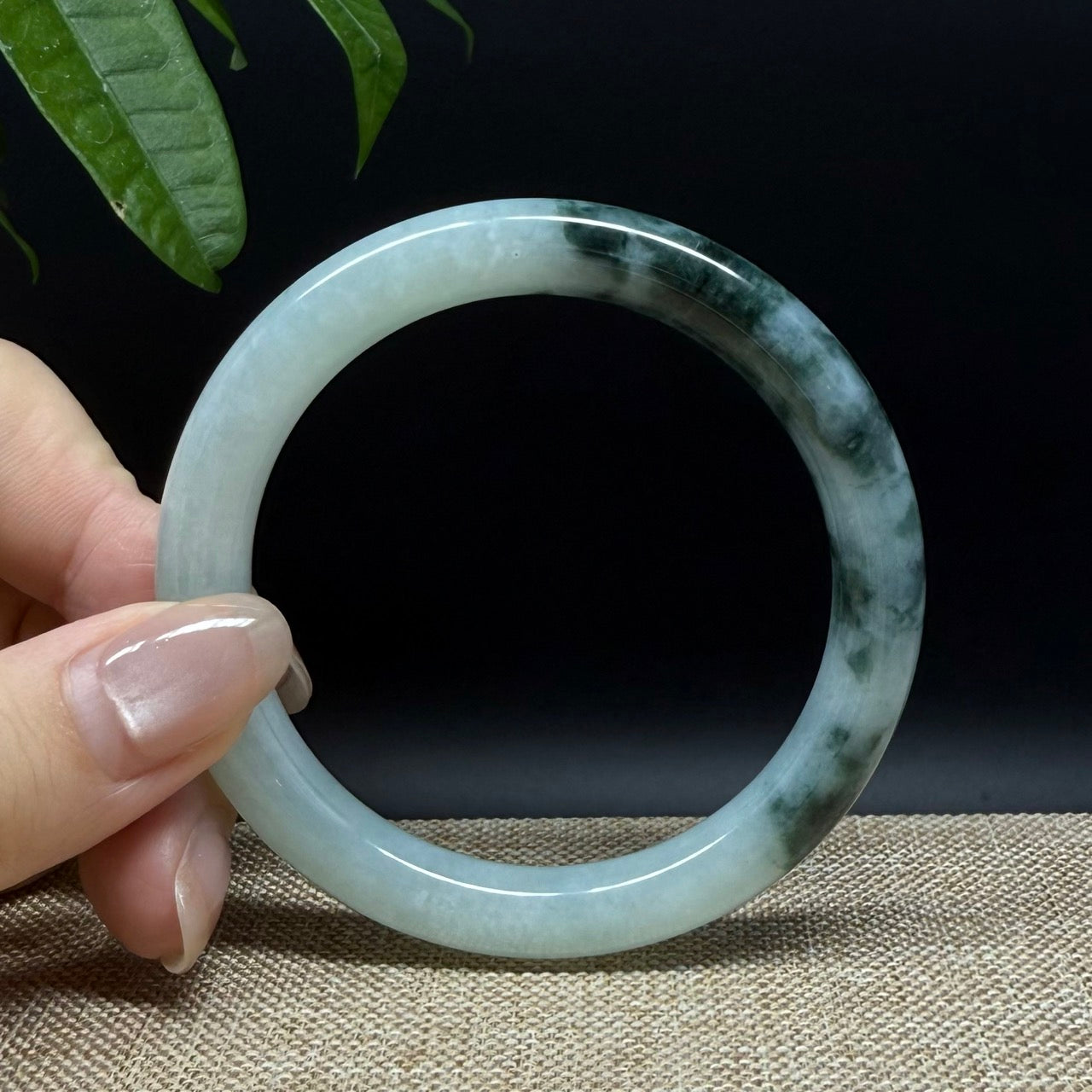 Genuine Burmese Blue Green Jade Jadeite Bangle Bracelet ( 55.4mm )