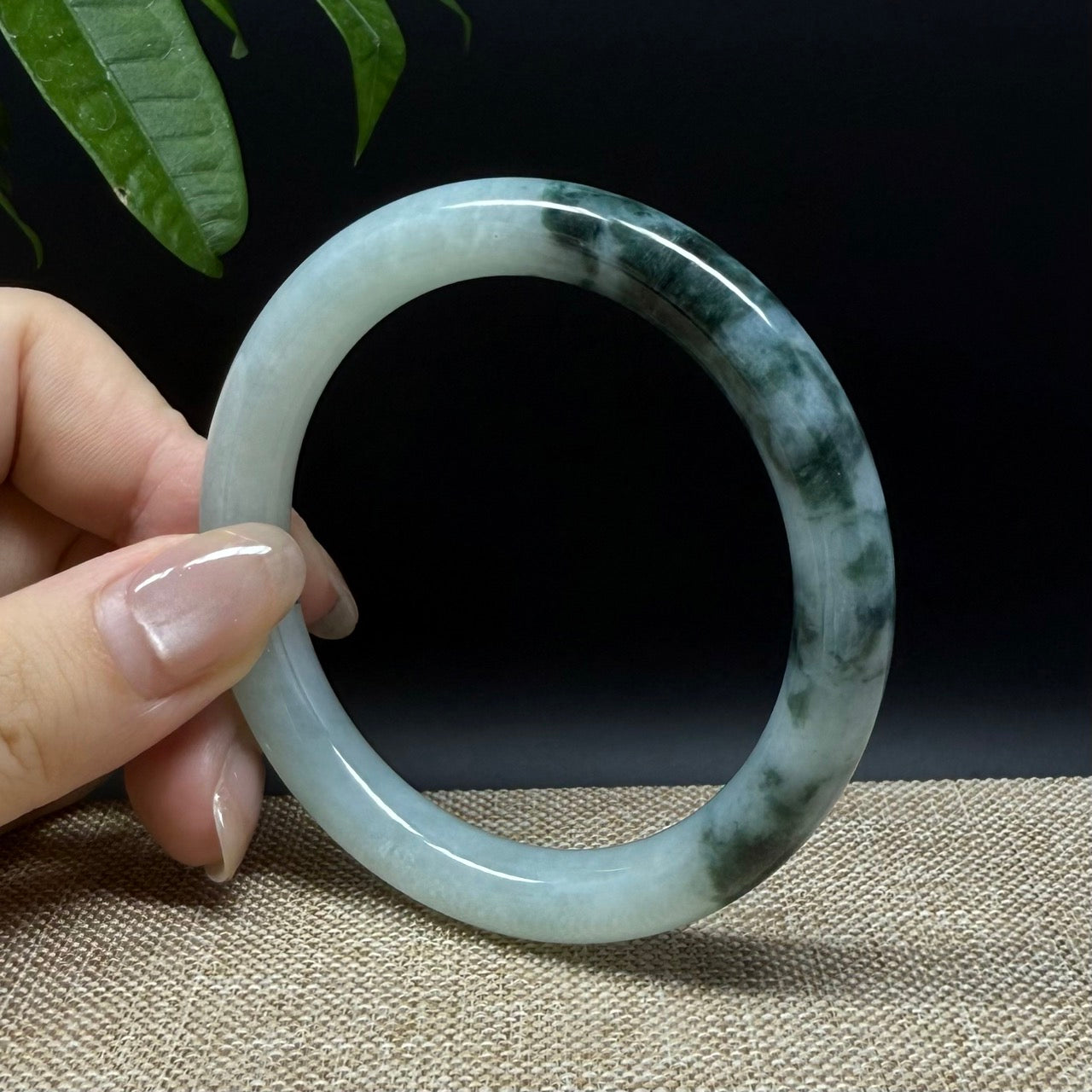 Genuine Burmese Blue Green Jade Jadeite Bangle Bracelet ( 55.4mm )