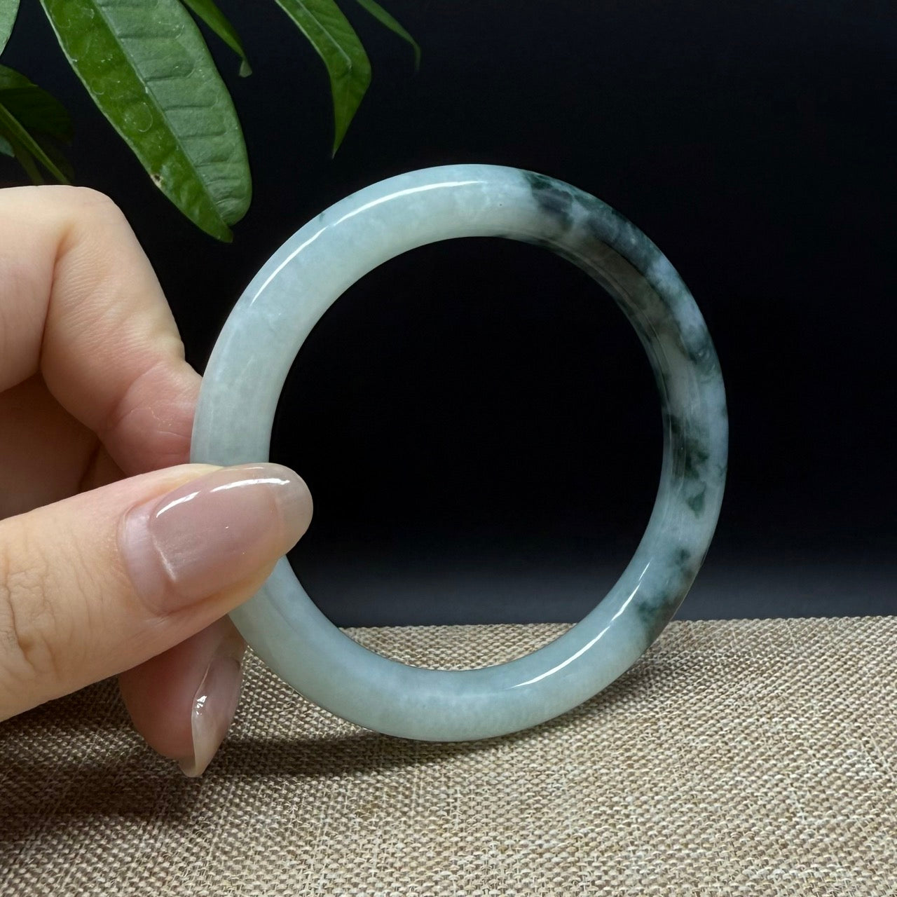 Genuine Burmese Blue Green Jade Jadeite Bangle Bracelet ( 55.4mm )