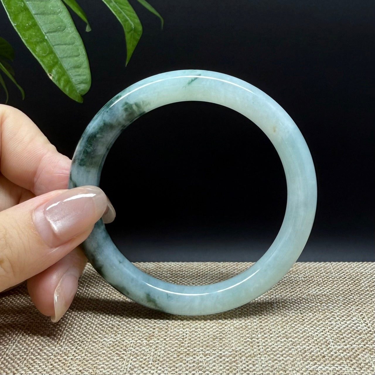 Genuine Burmese Blue Green Jade Jadeite Bangle Bracelet ( 55.4mm )