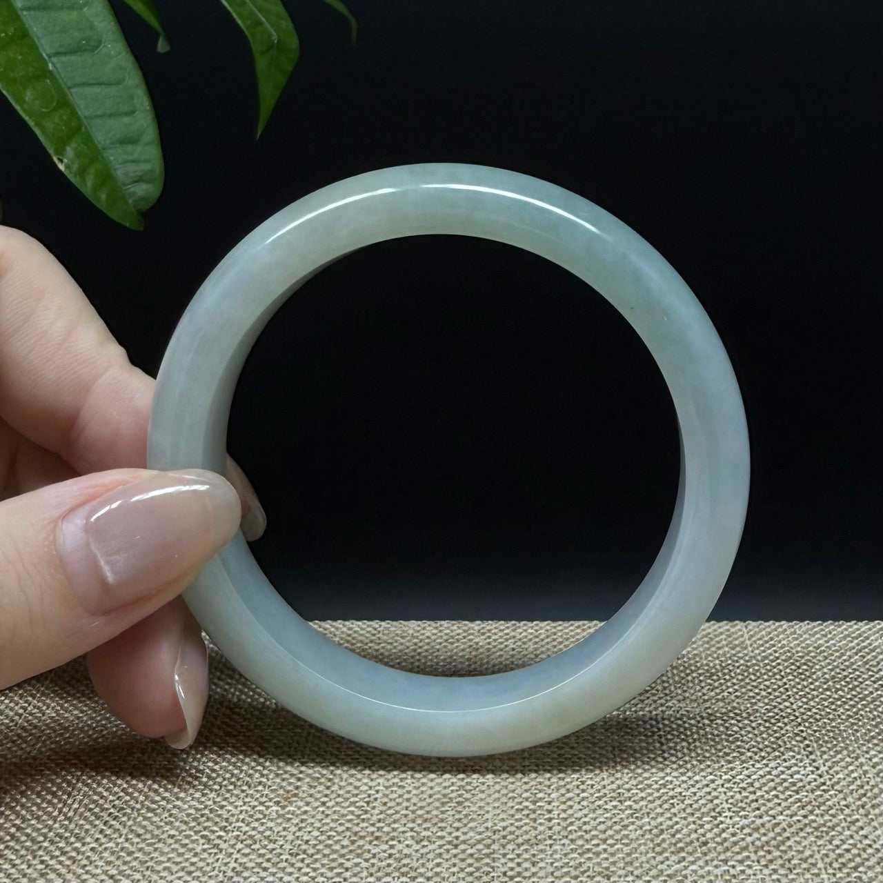 Genuine Burmese Lavender Green Jade Jadeite Bangle Bracelet ( 55.5mm )