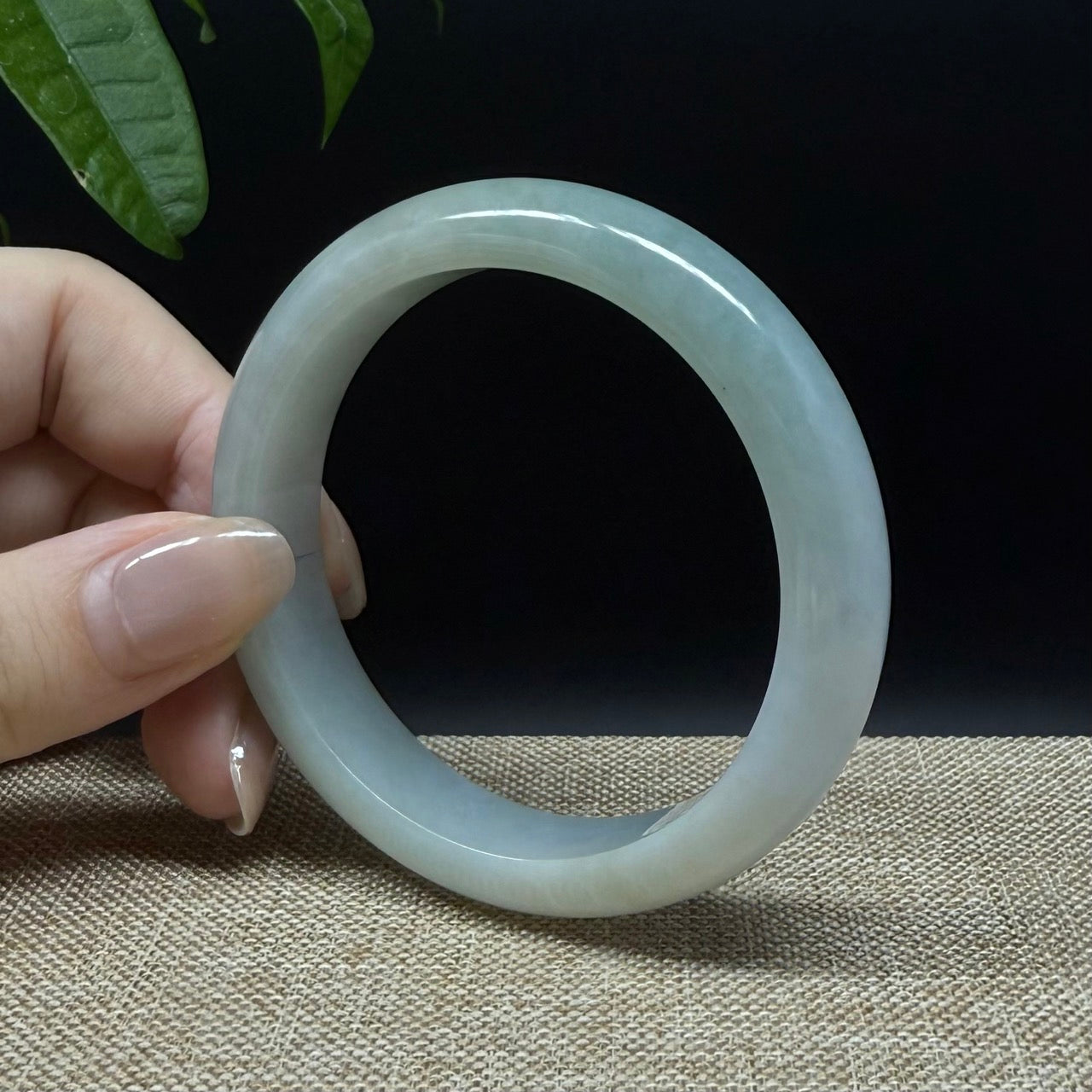 Genuine Burmese Lavender Green Jade Jadeite Bangle Bracelet ( 55.5mm )