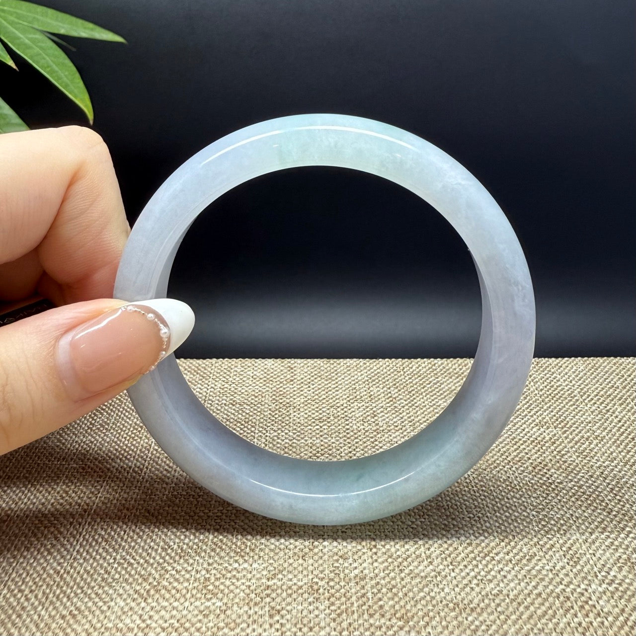 Genuine Burmese Lavender Green Jade Jadeite Bangle Bracelet ( 59.3mm )