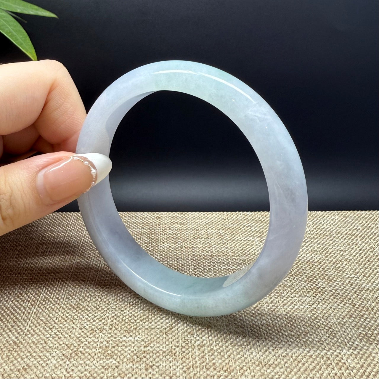 Genuine Burmese Lavender Green Jade Jadeite Bangle Bracelet ( 59.3mm )