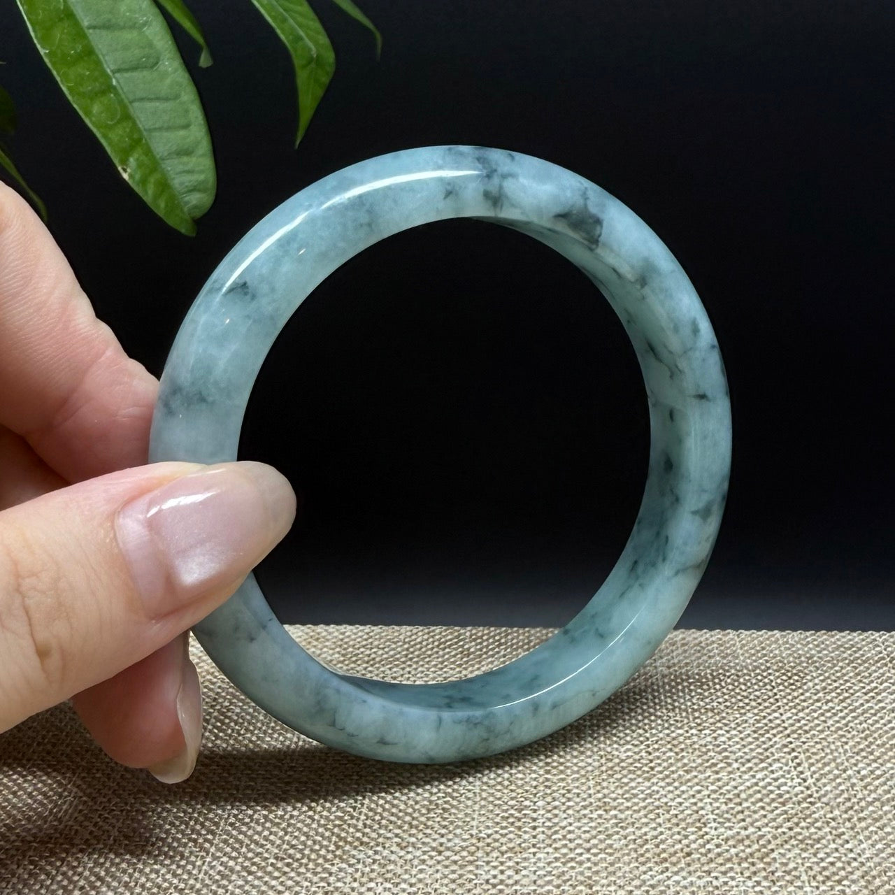 Genuine Burmese Blue Green Jade Jadeite Bangle Bracelet ( 57.7mm )