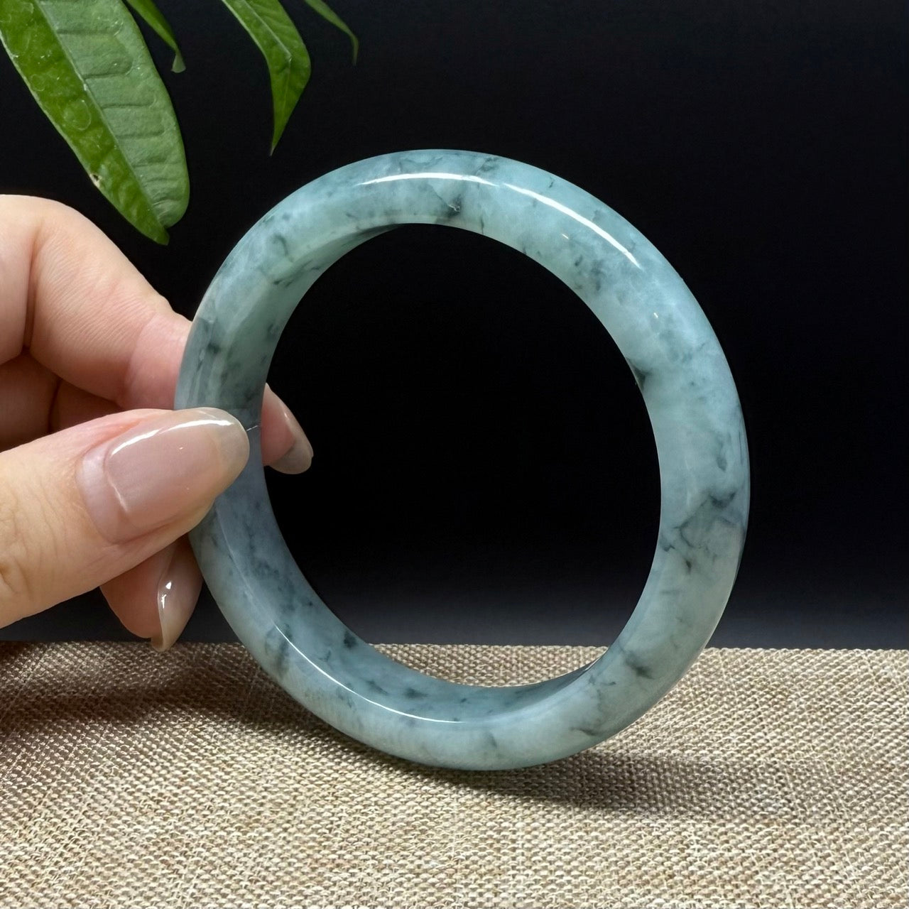 Genuine Burmese Blue Green Jade Jadeite Bangle Bracelet ( 57.7mm )