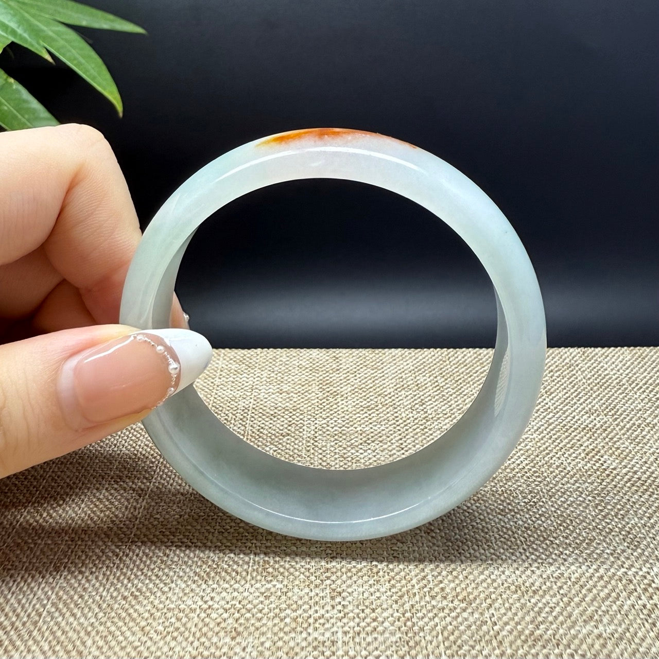 Genuine Burmese Yellow Green Jade Jadeite Bangle Bracelet ( 58.2mm )
