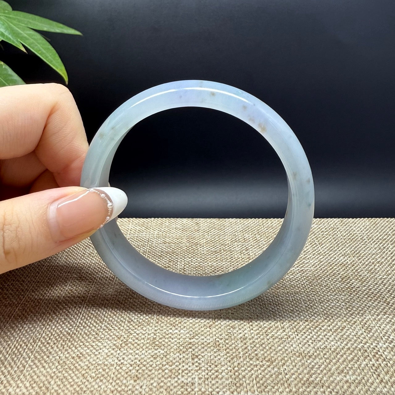 Genuine Burmese Lavender Green Jade Jadeite Bangle Bracelet ( 58.5mm )