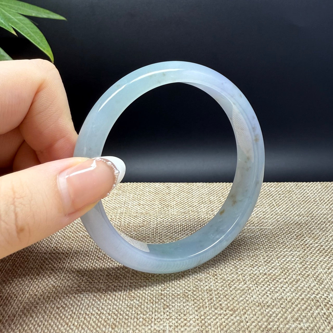 Genuine Burmese Lavender Green Jade Jadeite Bangle Bracelet ( 58.5mm )