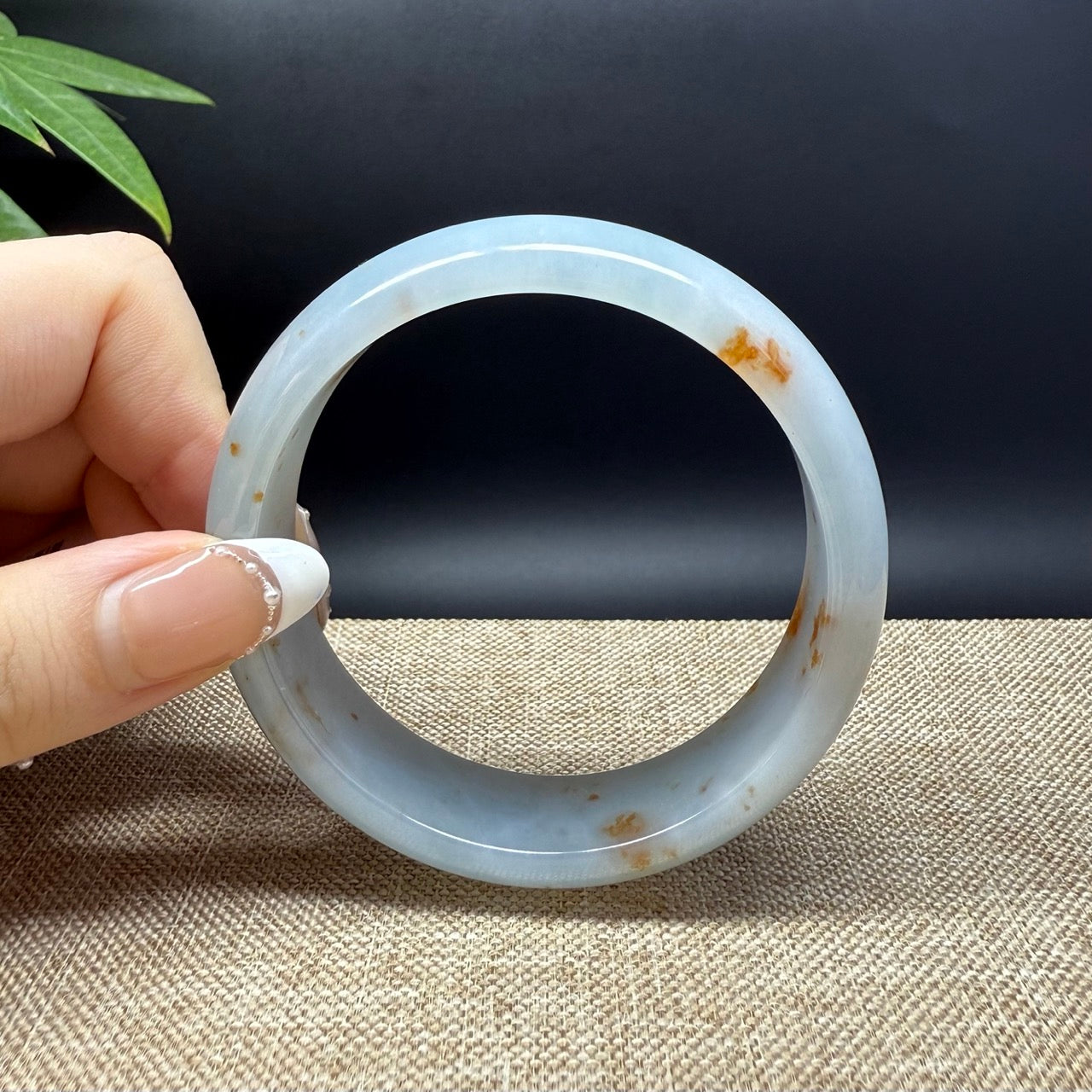 Genuine Burmese Yellow Green lavender Jade Jadeite Bangle Bracelet ( 60.1mm )
