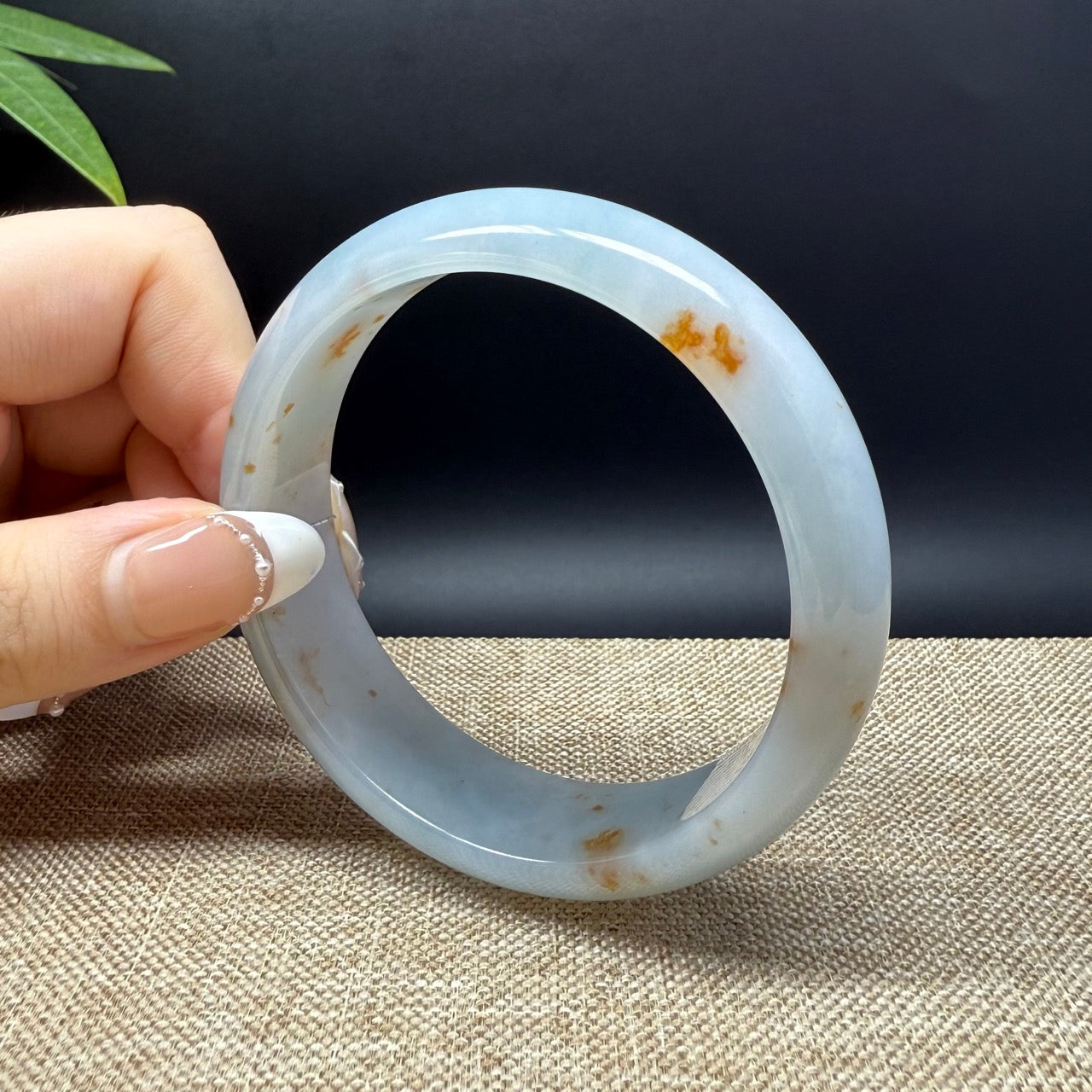 Genuine Burmese Yellow Green lavender Jade Jadeite Bangle Bracelet ( 60.1mm )