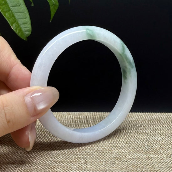 Genuine Burmese White Green Jade Jadeite Bangle Bracelet ( 56.7mm )