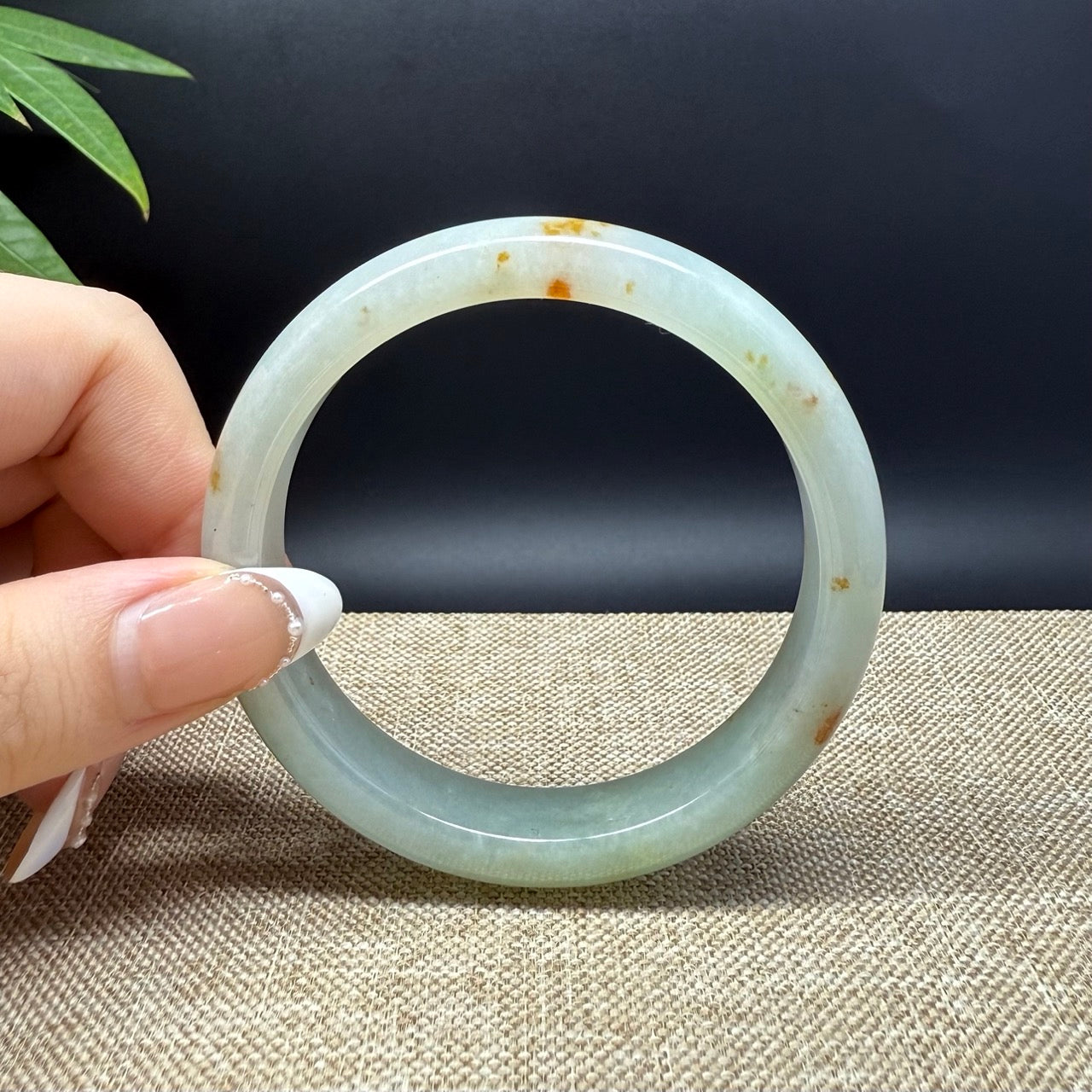 Genuine Burmese Yellow Green Jade Jadeite Bangle Bracelet ( 57.4mm )