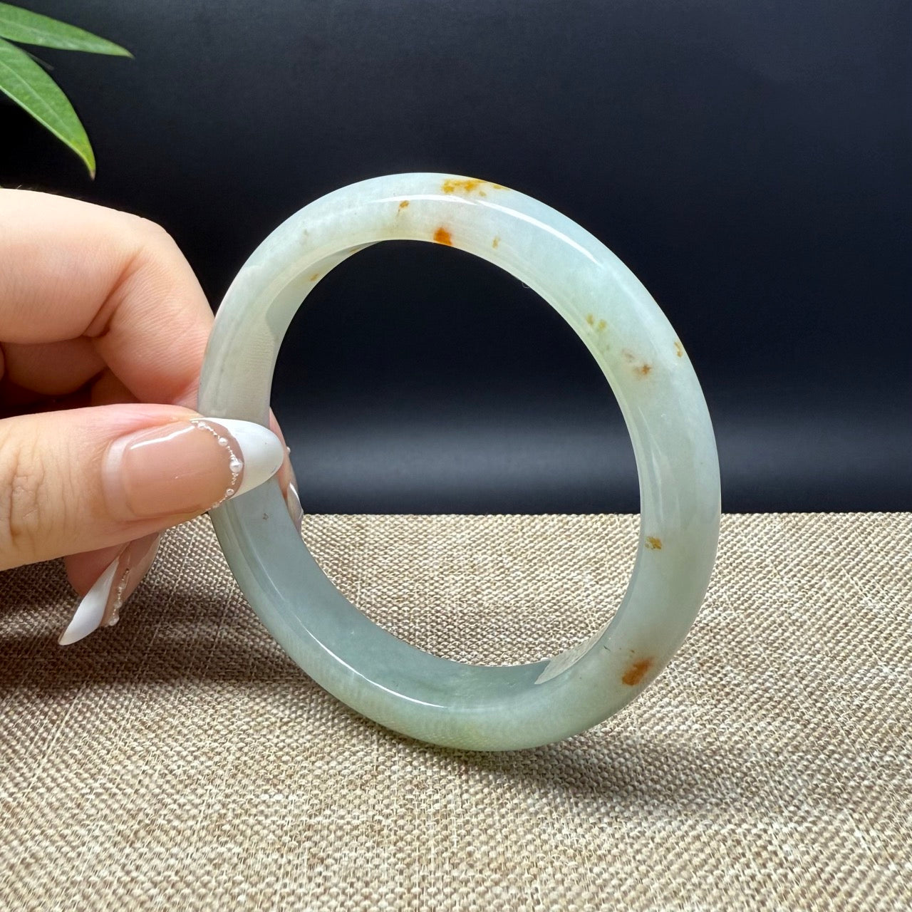 Genuine Burmese Yellow Green Jade Jadeite Bangle Bracelet ( 57.4mm )