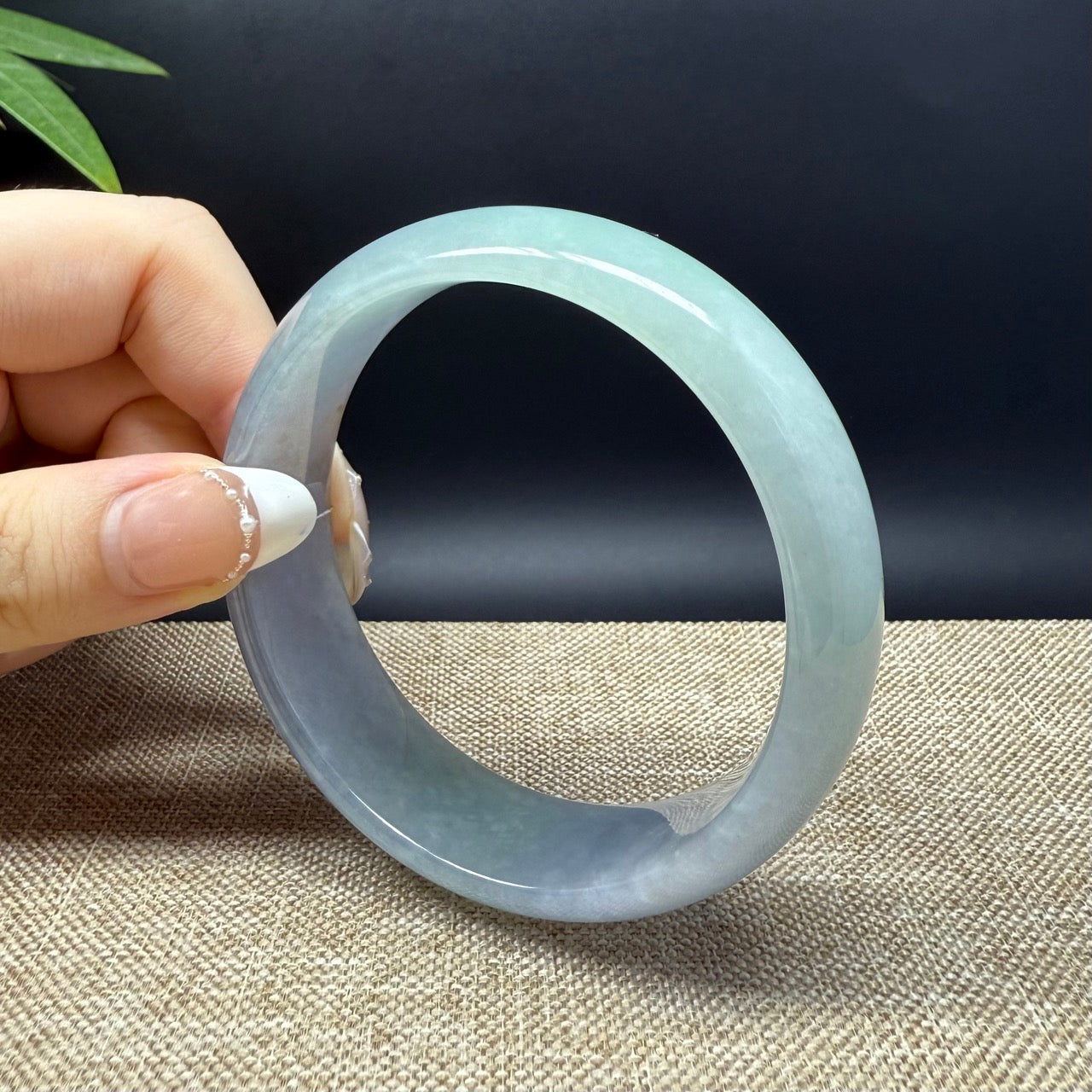 Genuine Burmese Lavender Green Jade Jadeite Bangle Bracelet ( 59.8mm )