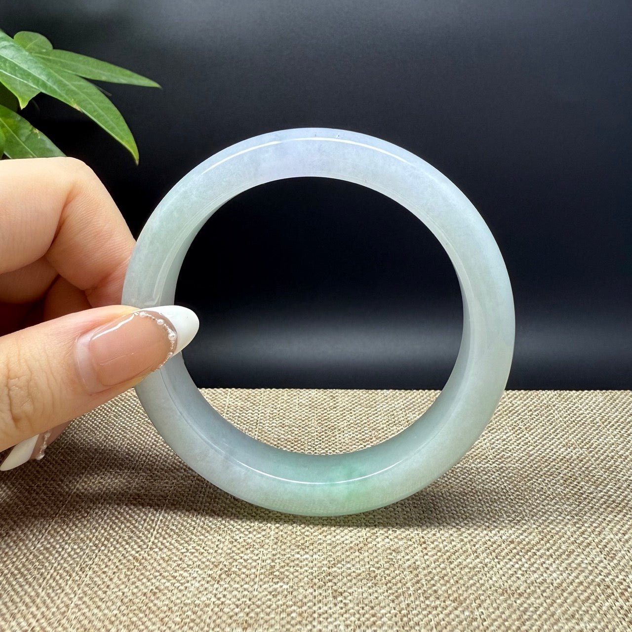 Genuine Burmese Lavender Green Jade Jadeite Bangle Bracelet ( 60.9mm )
