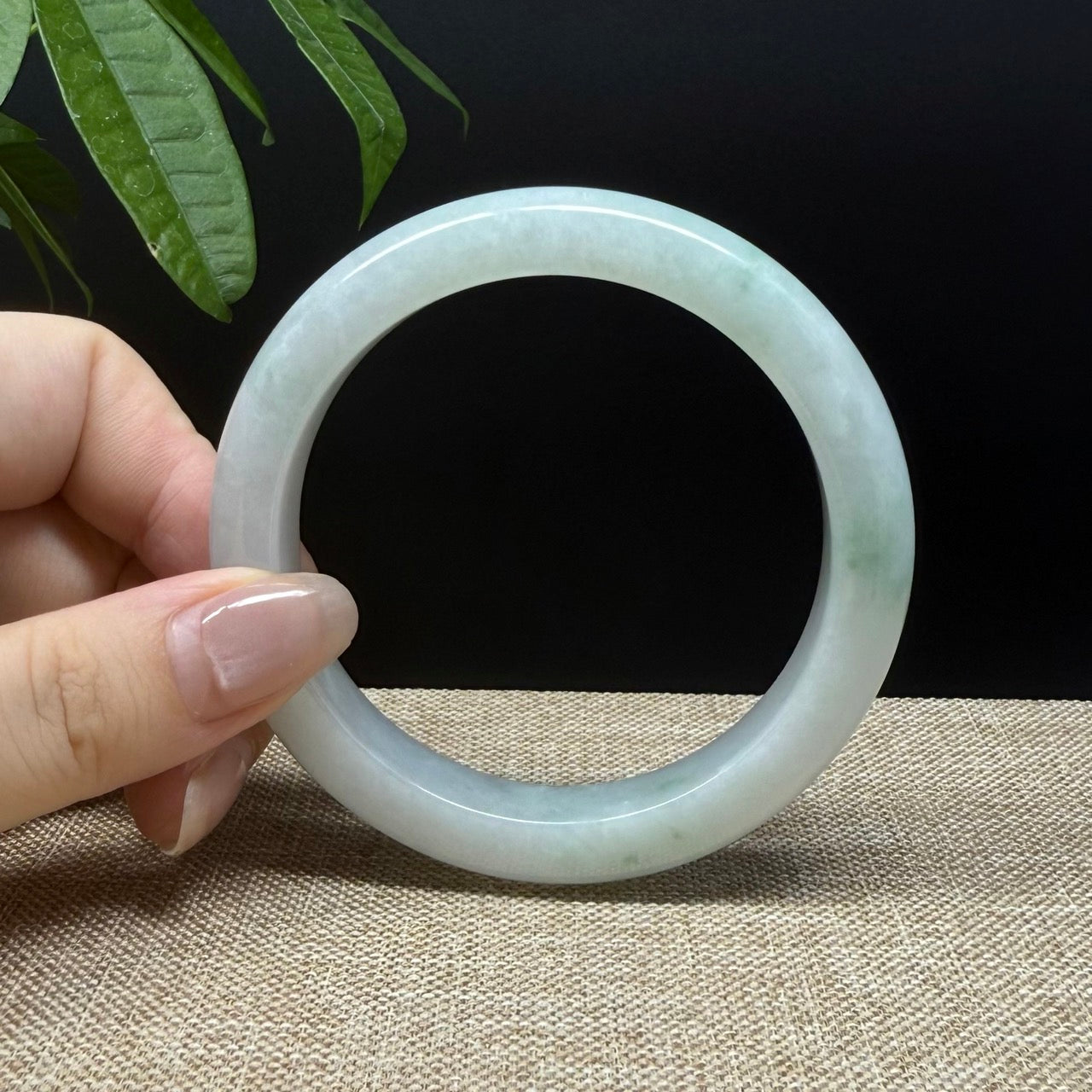 Genuine Burmese Lavender Green Jade Jadeite Bangle Bracelet ( 58.6mm )