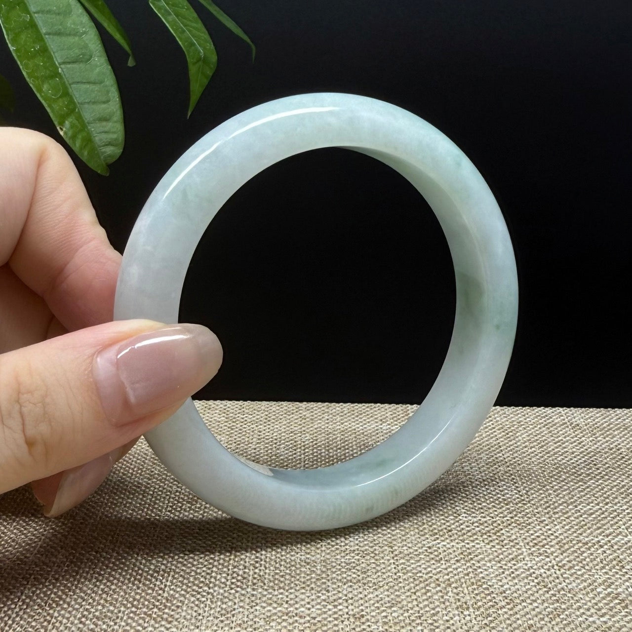 Genuine Burmese Lavender Green Jade Jadeite Bangle Bracelet ( 58.6mm )