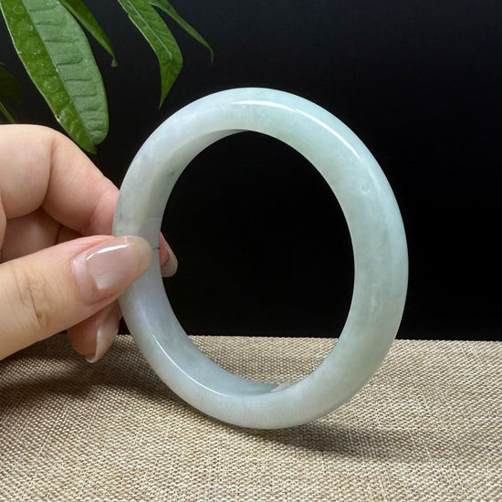 Genuine Burmese Lavender Green Jade Jadeite Bangle Bracelet ( 58.6mm )