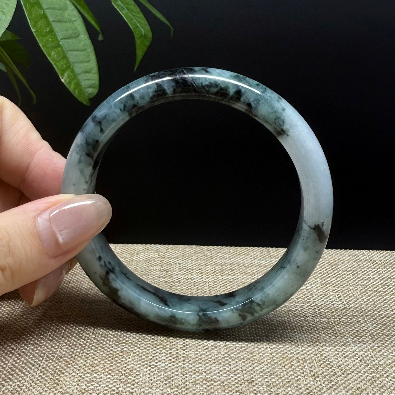 Genuine Burmese Blue Green Jade Jadeite Bangle Bracelet ( 58mm )