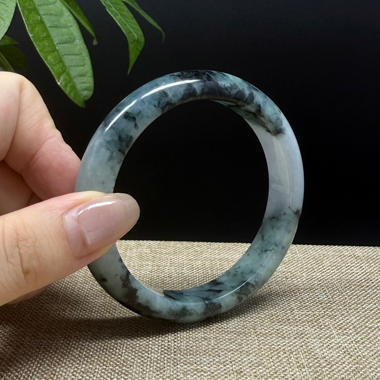 Genuine Burmese Blue Green Jade Jadeite Bangle Bracelet ( 58mm )