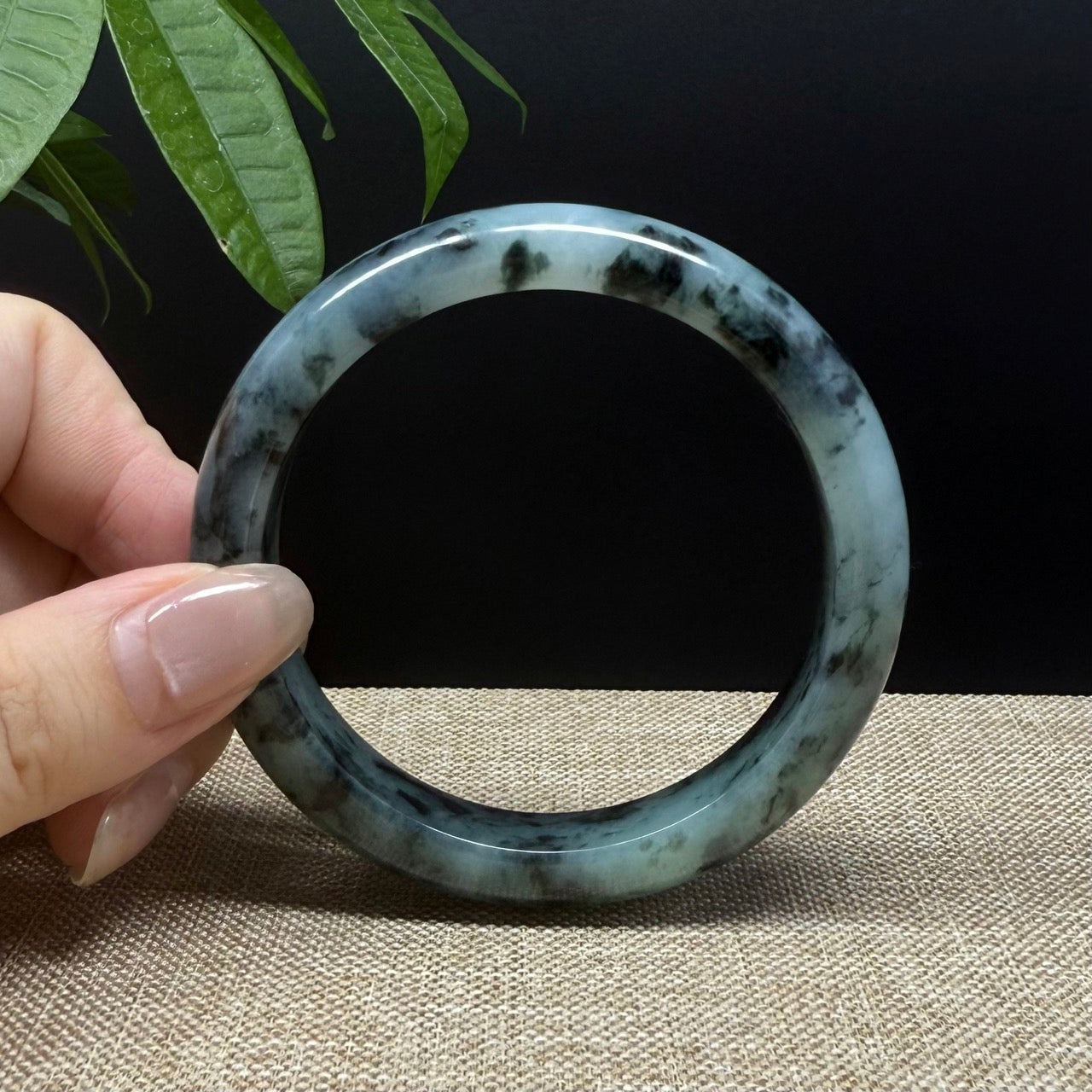 Genuine Burmese Blue Green Jade Jadeite Bangle Bracelet ( 58mm）