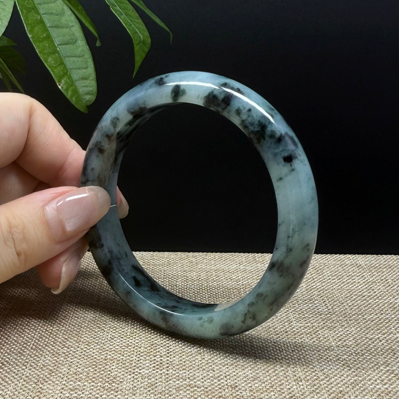 Genuine Burmese Blue Green Jade Jadeite Bangle Bracelet ( 58mm）