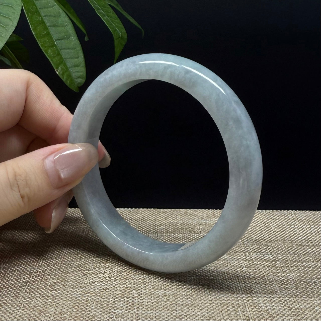 Genuine Burmese Lavender Green Jade Jadeite Bangle Bracelet ( 58.8mm )